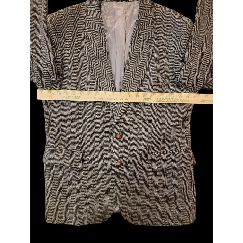 Vintage English Manor Wool Tweed Blazer Mens 44R Gray 2 Button Sport Coat Jacket - Picture 10 of 14